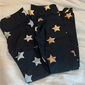 Terez 2 Pairs Star Foil Leggings M
